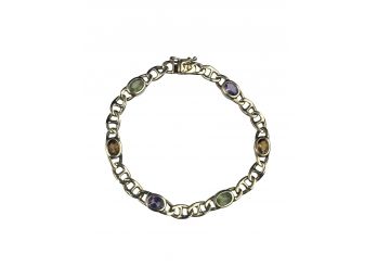 B4 14K Gold Tennis Bracelet With Multicolored Stones, An Amazing Piece, 13.35 Grams
