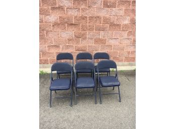 B62 Set Of 6 Blue Folding Chairs