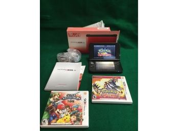 B138 Nintendo 3DS XL In Red Game Console In Excellent Condition With Games