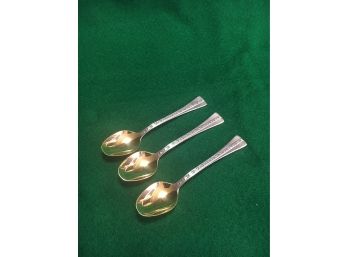 B31 Set Of 3 Russian Silver Spoons, 916 Silver With A Gold Wash, 81 Grams