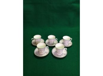 B56 Set Of 5 Teacups And Saucers Russian Imperial Porcelain From St. Petersburg