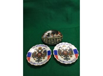 B52 Lot Of 3 Russian Plates 7” And 8” Diameter