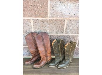 C2 2 Pairs Of Vintage Leather Boots, Miss Capezio And HH Brand, Great Look