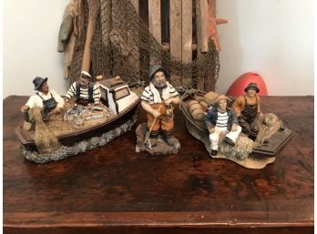 Group Of Three Fisherman Decorative Pieces