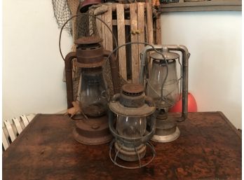 Groups Of Three Railroad Lanterns