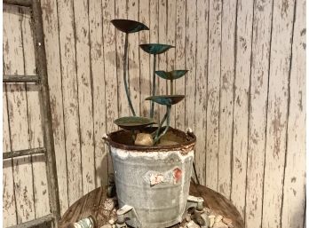 Copper Lily Pad Fountain With Bucket