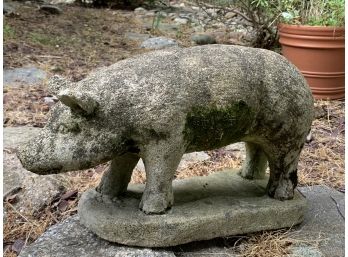 Adorable Cast Cement Garden Pig