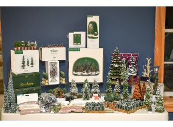 N4 - Collection Of Department 56 Village Accessories Christmas Trees