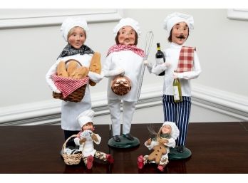 Set Of Five Byers' Choice Ltd. Chef Dolls