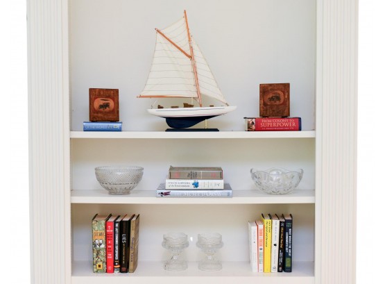 Collection Of Books, Tiffany And Co. Crystal Bowl, Wooden Sailboat And More