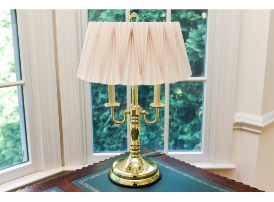 Brass Desk Lamp With Pleated Shade