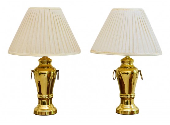 Pair Of Brass Table Lamps With Touch Lighting