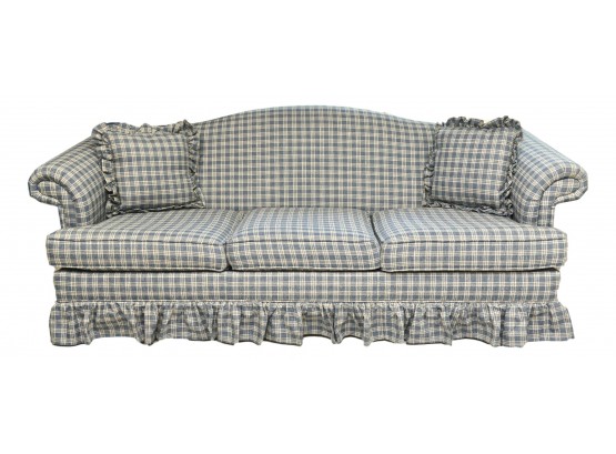 Abraham & Straus Upholstered Sofabed With Ruffled Skirt And Throw Pillows