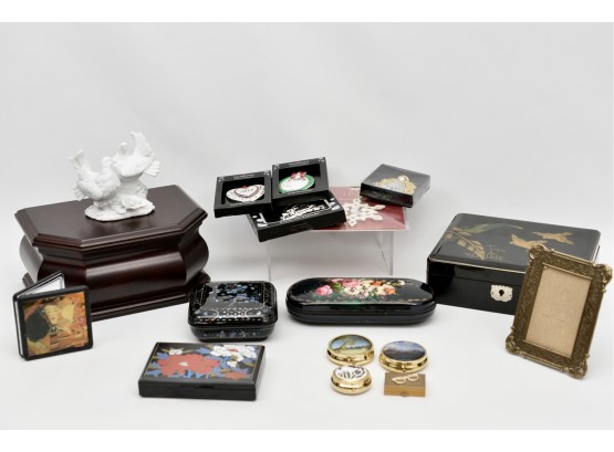 Collection Of Jewelry, Trinket, Pillboxes And More