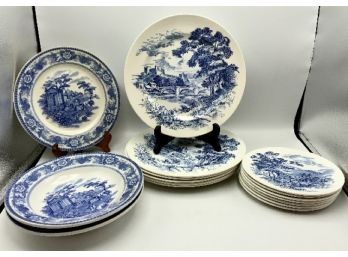 Vintage Countryside Wedgwood Plates & Schmell’s Lamberton China Plates
