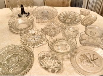 Large Crystal And  Glass Lot #1 ~ Egg Dish, Platters & More ~