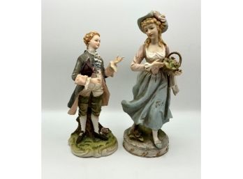 Porcelain Lady With Basket And Man With Hallmark