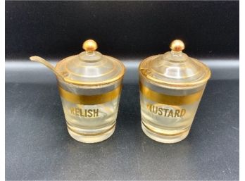 Vintage Relish & Mustard Condiment Lidded Cups