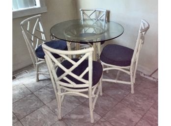 Rattan And Glass Kitchen Table & Chairs