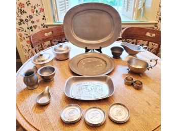 Vintage Pewter Assortment Of Coasters, Bowls, Pitchers & More