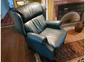 Handsome Vintage Motioncraft Dark Green Leather Reclining Chair