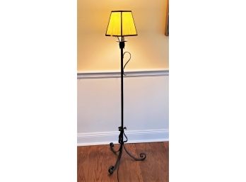 Antique Scrolled Wrought Iron 52' Tall Floor Lamp W/Shade