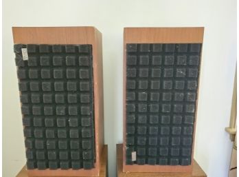 Pair Of Acoustic Research Model AR 16 Wood Cabinet Bookshelf Speakers - Needs Repair