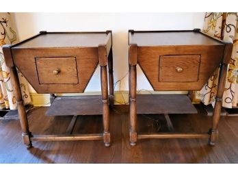 Pair Of Handsome Vintage MCM Square End Tables