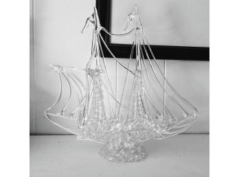 Sculpted Glass Ship In Mint Condition