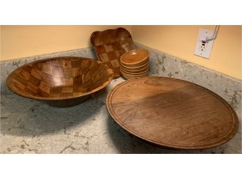 Wooden Bowls And Lazy Susan