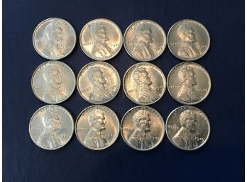 Twelve US Uncirculated Steel Pennies From 1943