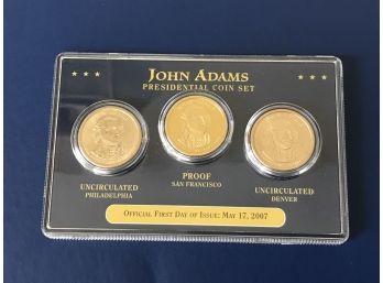 Set Of 3 John Adams Golden Dollars - PDS