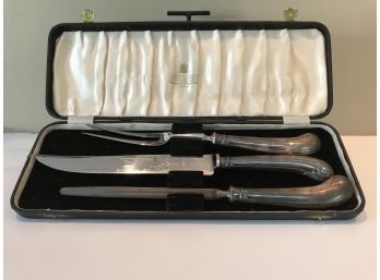 Viners Of Sheffield Antique Three Piece Carving Set Stainless And Sterling From England