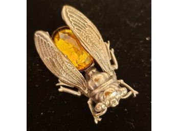 Fine Citrine Scarab Beetle Pin