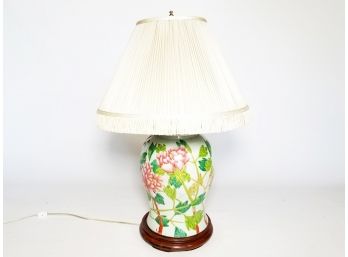 Vintage Asian Ginger Jar Lamp On Rosewood Base