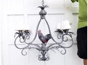 Rooster Form Wrought Iron Lamp