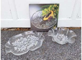 Etched Glass Serving Platters