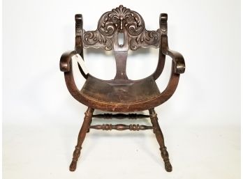 Antique Hand Carved North Wind Arm Chair