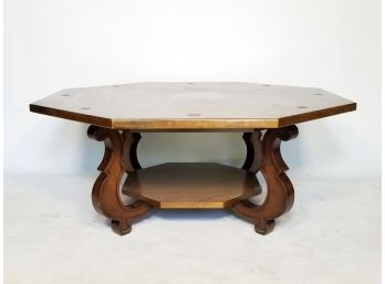 Vintage Octagonal Hardwood Coffee Table By Drexel Furniture