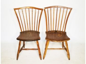 Pair Antique Spindle Back Side Chairs