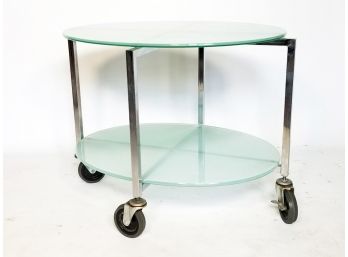Modern Glass And Chrome Castered Coffee Or Side Table