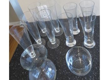 Group Of 9 Pilsner Glasses