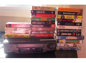 Sony VHS Player And Collection Of VHS Tapes
