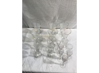 Lot Of 18  Crystal Wine Goblets And Liqueur Glasses