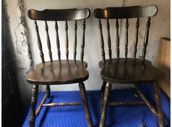 Pair Of Colonial Spindle Chairs