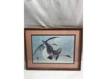 Asian Print Of 'Geese In Flight'