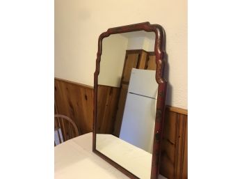 Vintage Hall  Mirror-Chinese  Motif, Red With Chinese Details