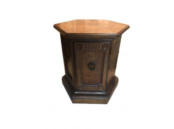 Hexagon Shaped End Table With Cabinet