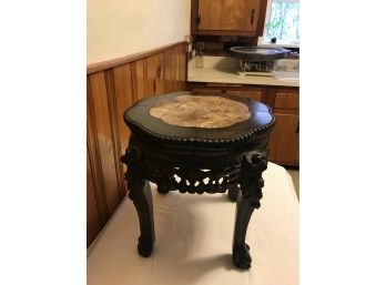 Vintage Chippendale Asian  Table With Marble Top