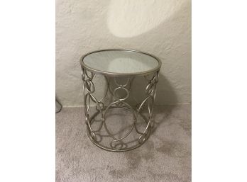 Round Glass End Table Metal Painted Gold